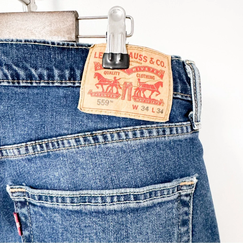 Men's‎ Levis 559 Relaxed Straight Fit Denim Blue Jeans 34 x 34